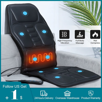 Melt Away Tension on-the-Go: Full Body Car Massage Seat Cushion with Heat & Vibration