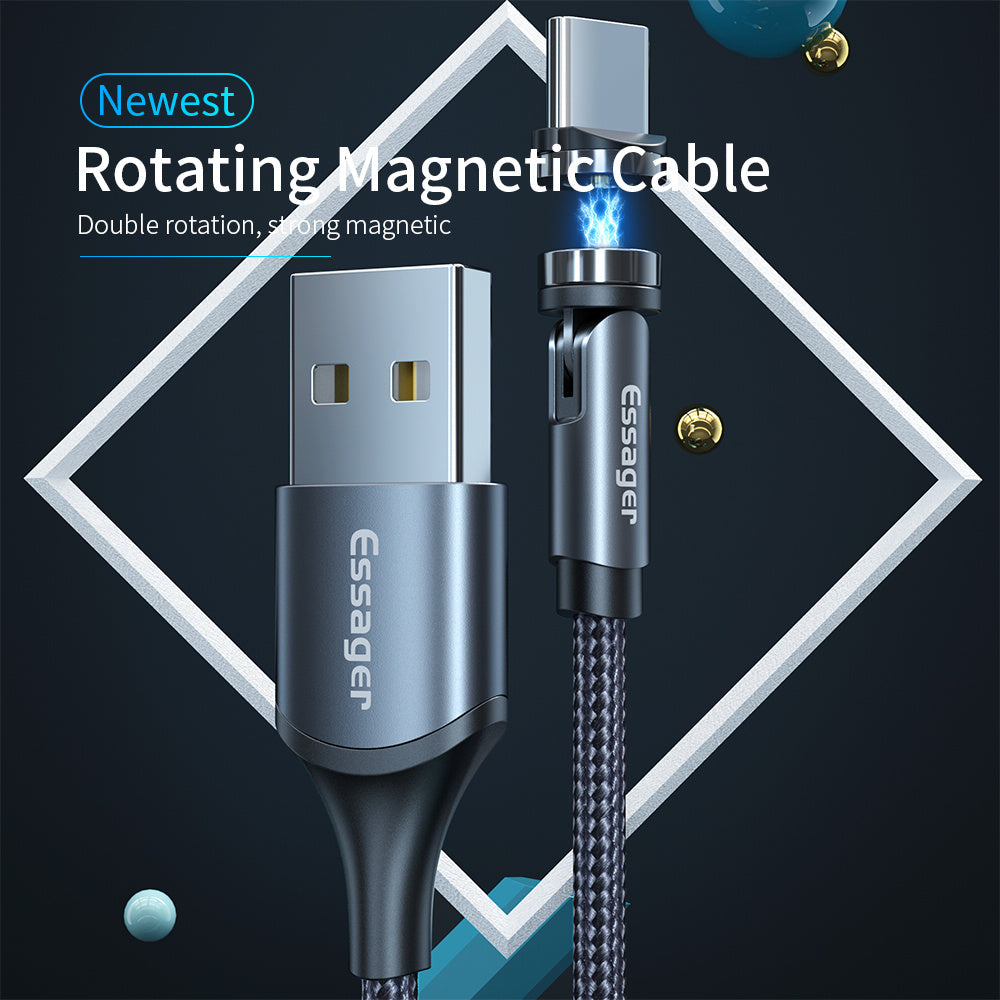 Upgrade Your Charge: Essager Magnetic Cable - 360° Rotation, Fast Charging