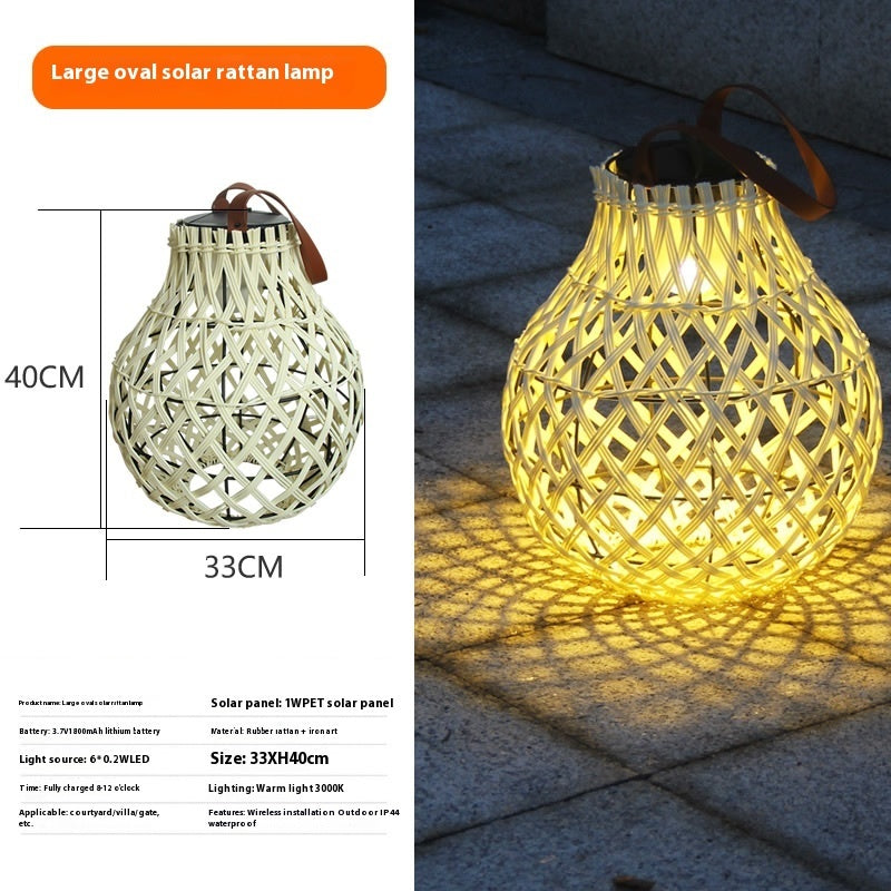 Waterproof High Brightness Hanging Imitation Bamboo Weaving Hollowed Lantern